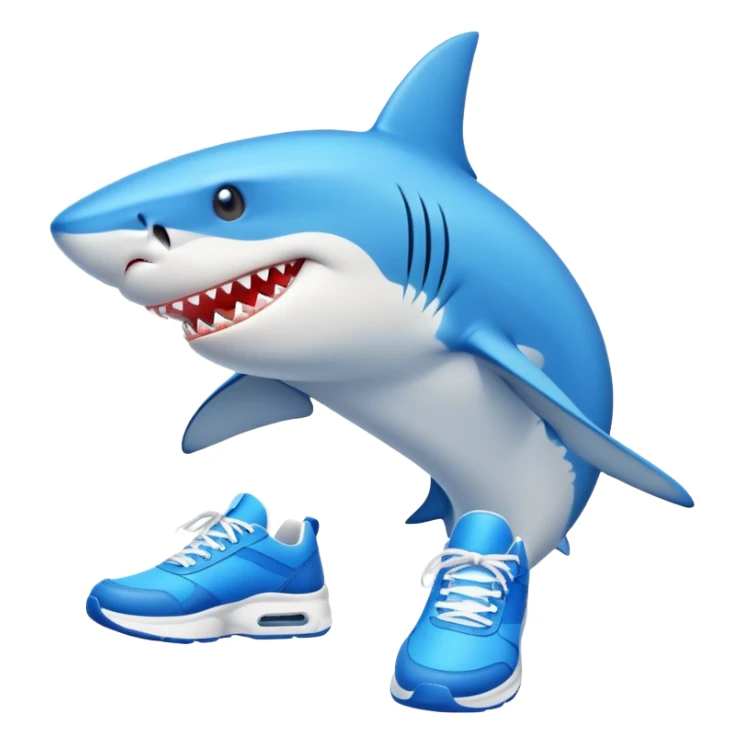 shark with bright blue sneakers sticker