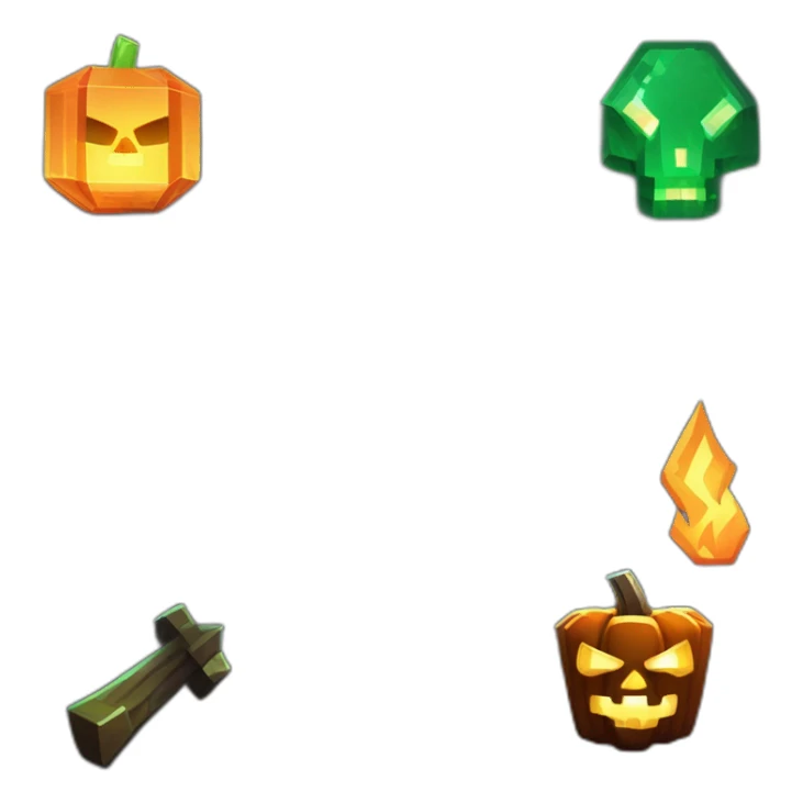 Pixel Minecraft Fedora Halloween Witcher Skeleton Diamond Obsidian Emerald Flame Shiny Glow Reward Legendary Unique Epic Mystery sticker