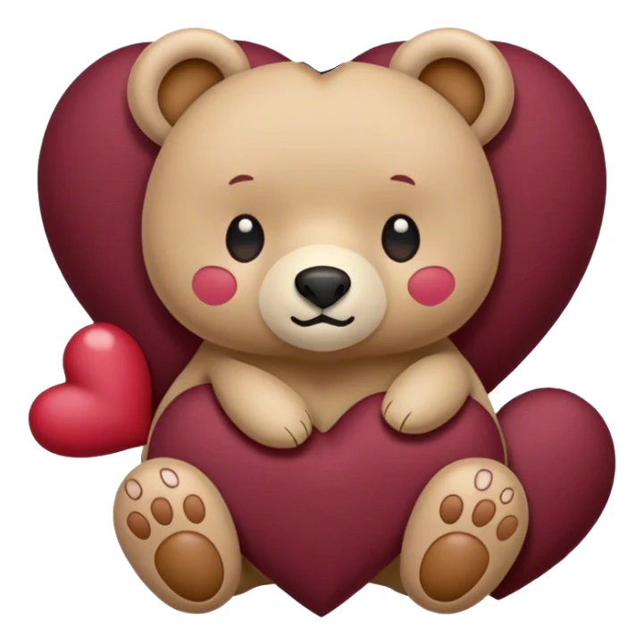 Beige heart and bear burgundy  sticker