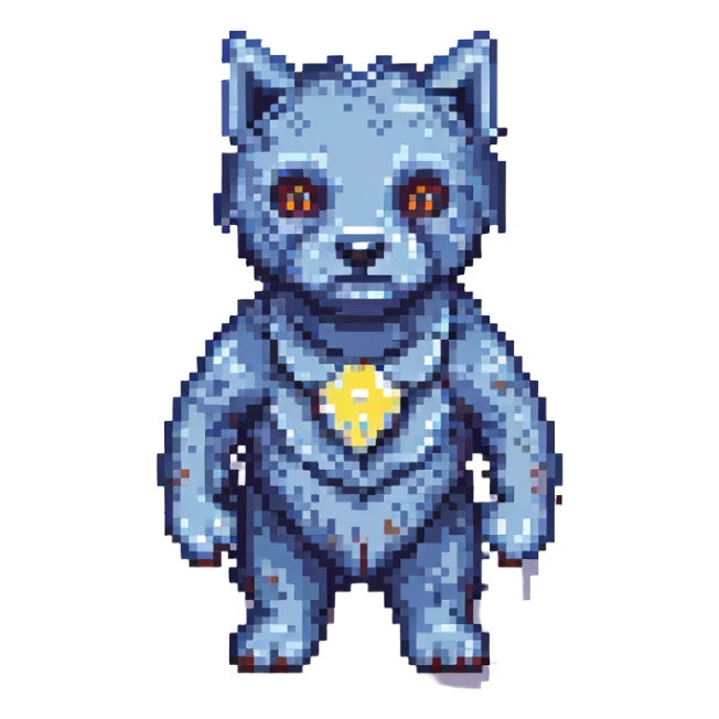 Dogman character, pixel art style sticker