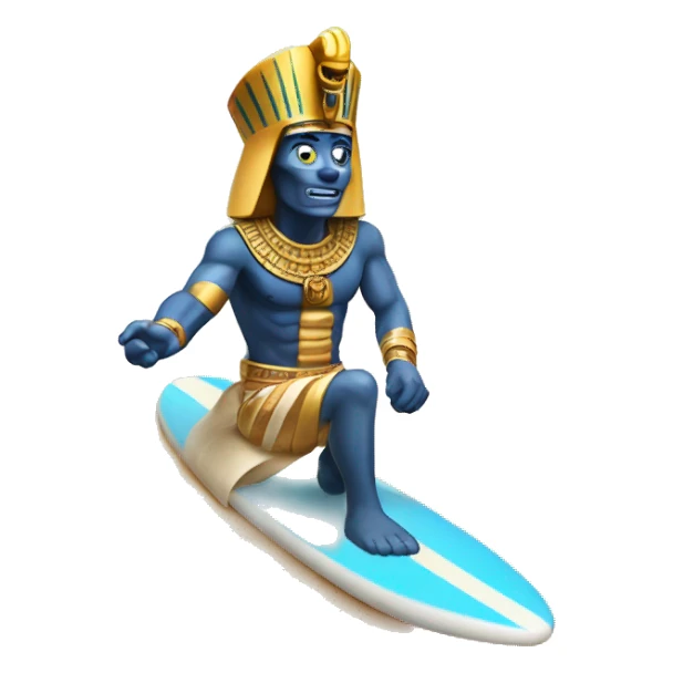 Pharaoh riding surfboard on sand  sticker