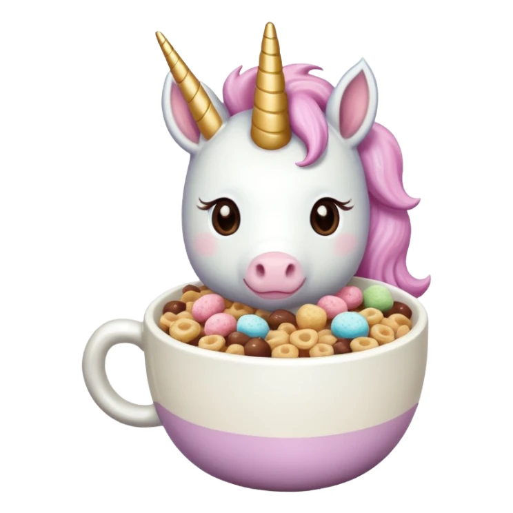unicorn drinking Cocoa Puff cereal sticker