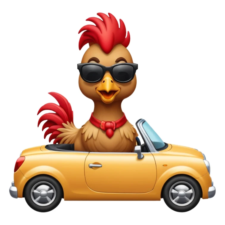 rooster in a convertible car sticker