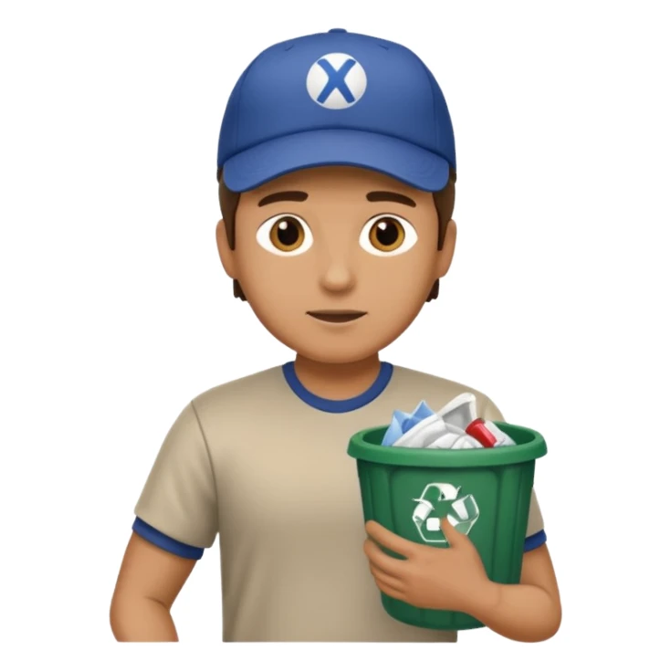 side view , all body , man taking out the trash sticker