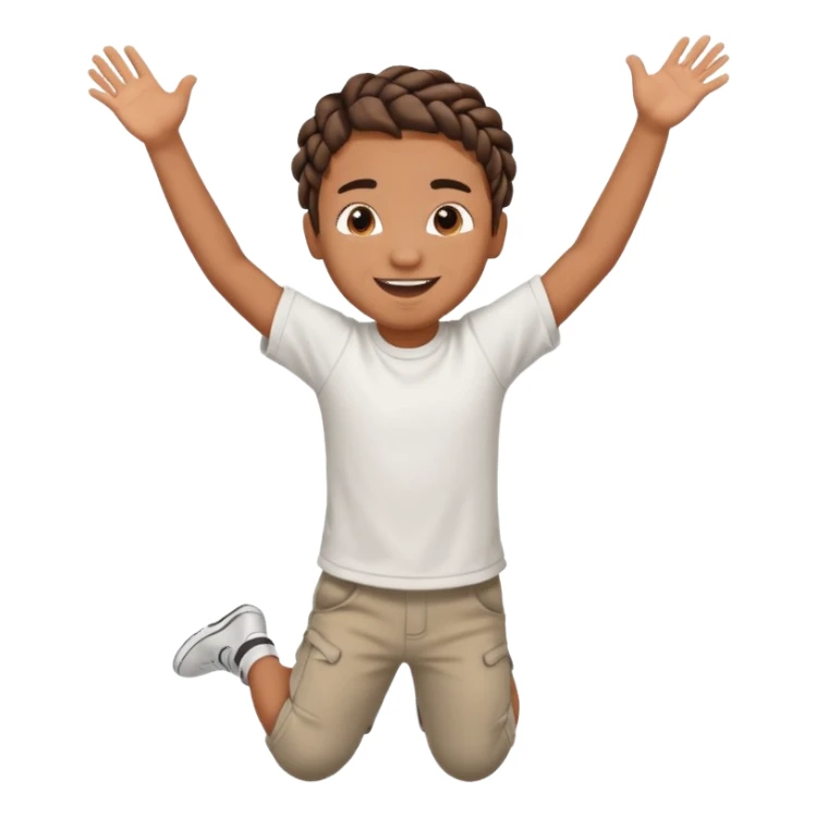 brown boy with braids jumping sticker