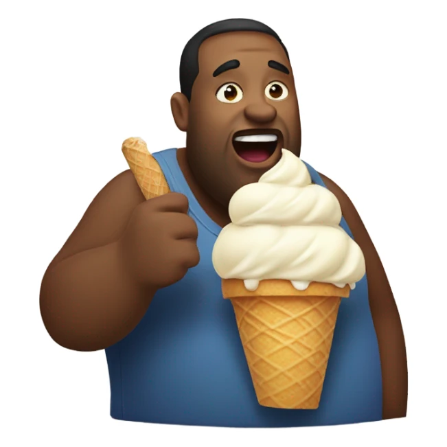 Really, really large person devouring ice cream sticker