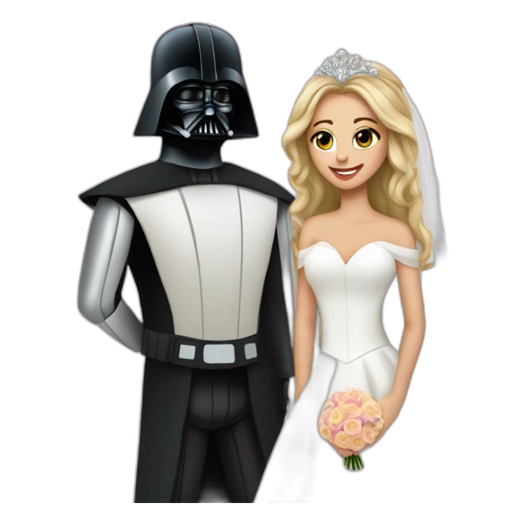darth vader and princess leya wedding sticker
