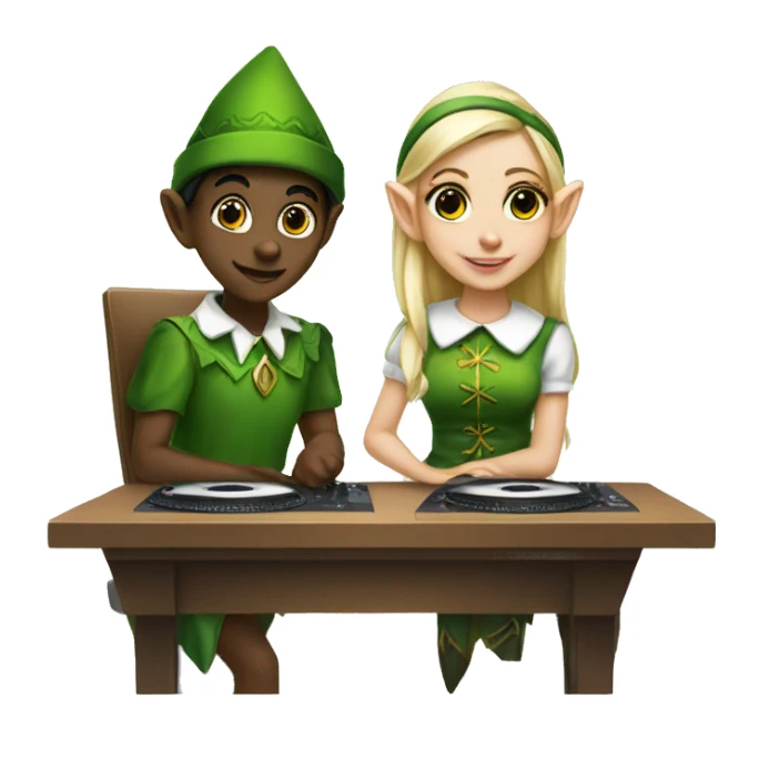 a elf girl and dj table sticker
