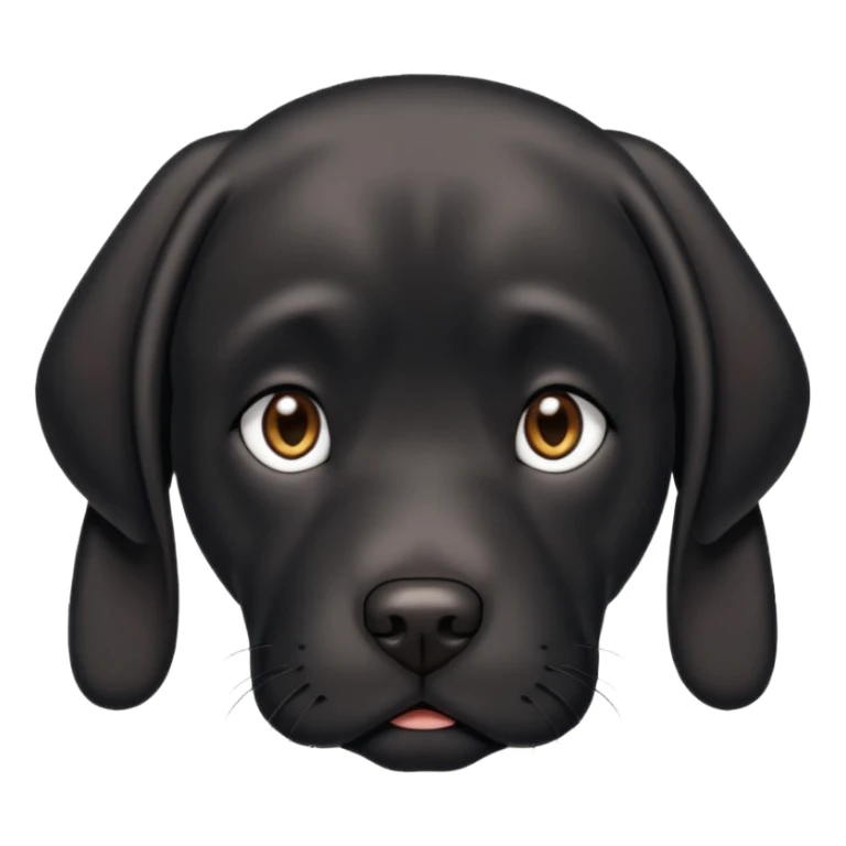 Black lab with a sad face sticker