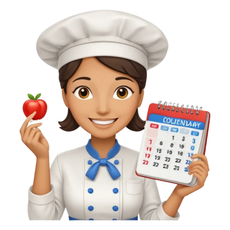 cocinera mujer con calendario sticker