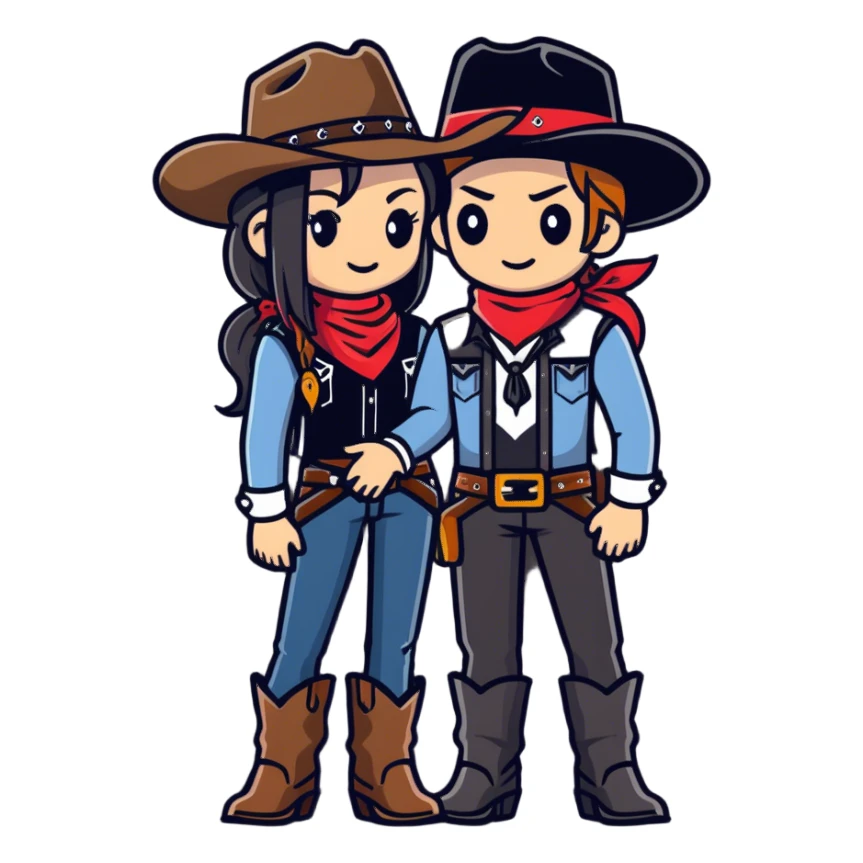 Cowboy Couple Gothic  sticker