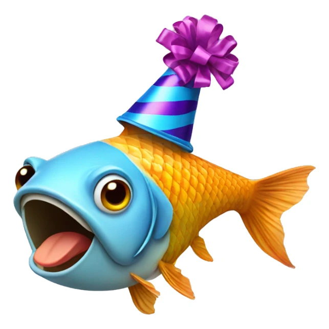Fish in a party hat sticker