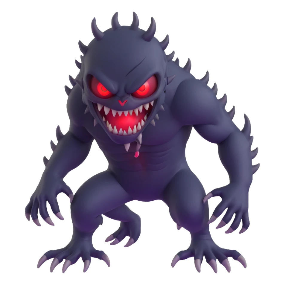 The Shadow Monster, a shadowy creature with glowing red eyes and sharp teeth, in a menacing pose. sticker