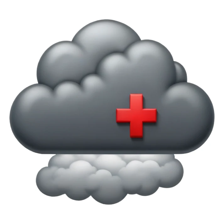 Red Cross symbol with dark storm cloud, representing negativity sticker