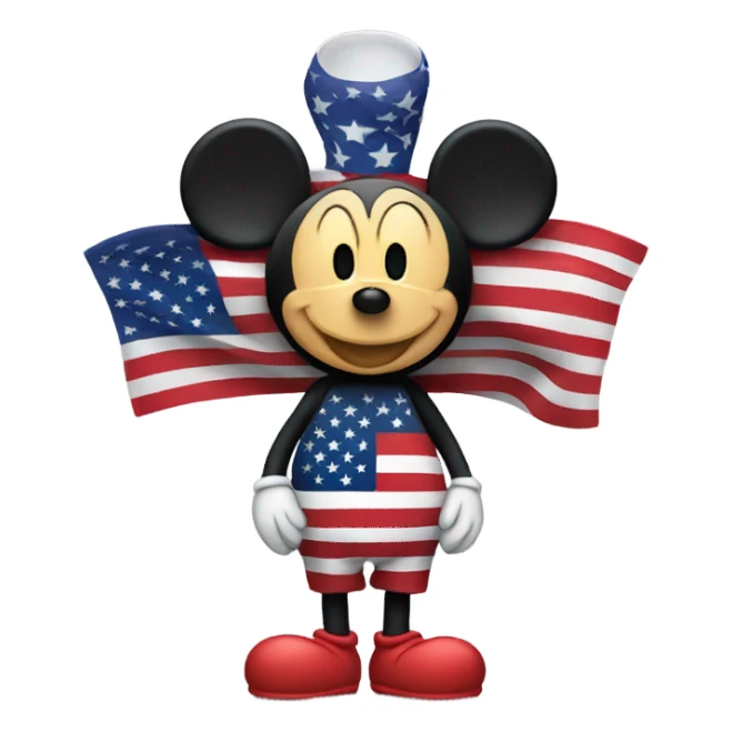 Mickey with usa flag and wings sticker