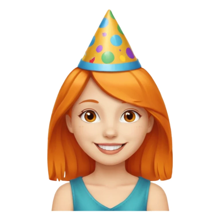 party hatted orange haired girl sticker