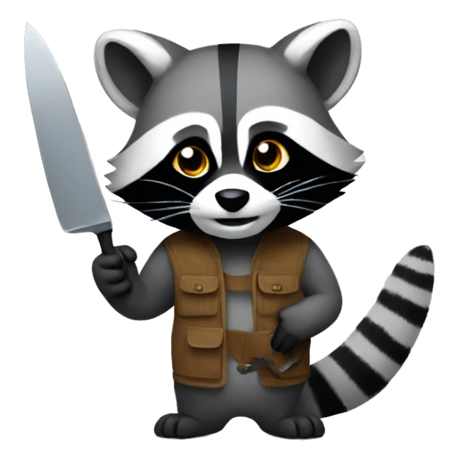 A raccoon holding a knife sticker