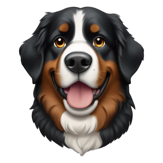 Bernese Mountain Dog with brown leather collar sticker