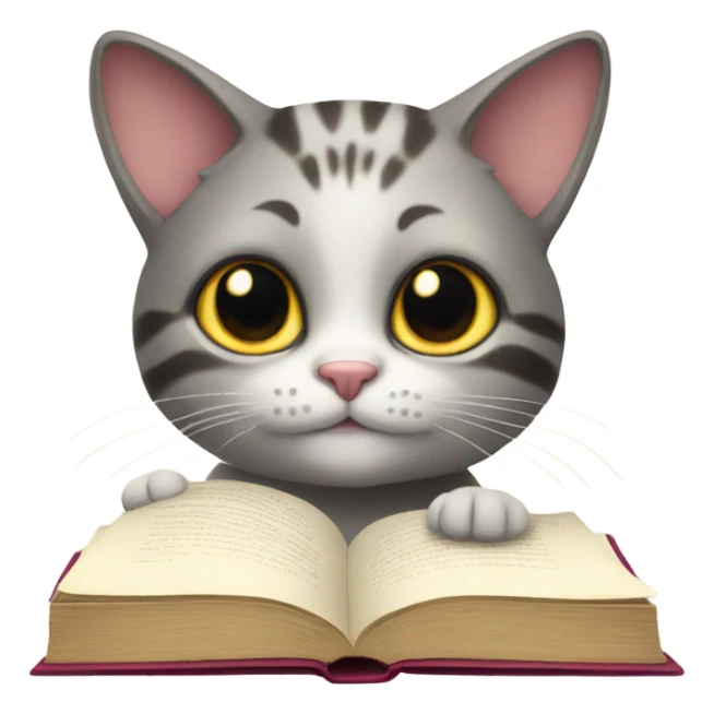 Cat with book sticker