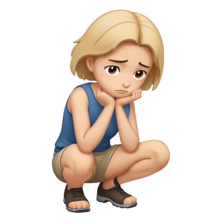 sad person full body crouched down sticker