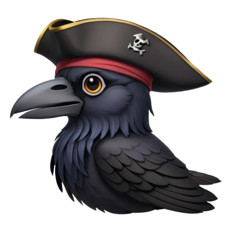 raven with a pirate hat 128.128 sticker