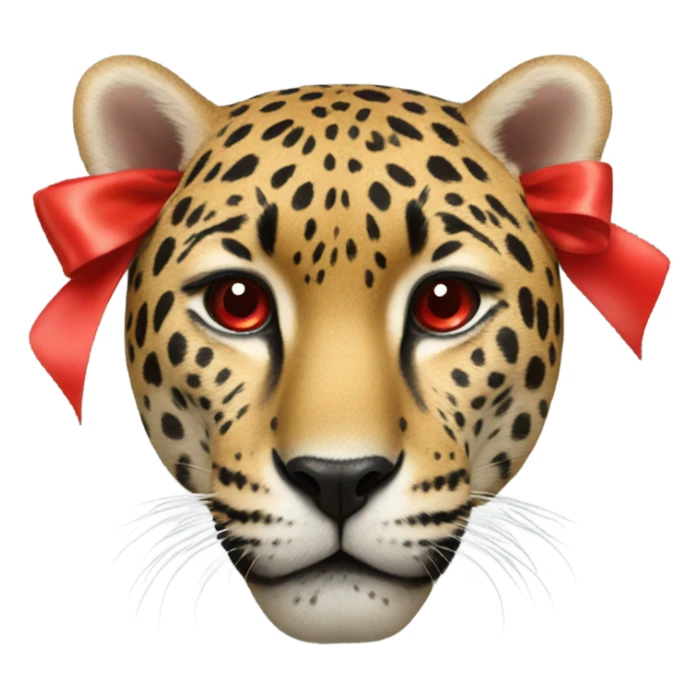 jaguar face with a red bow on her head  sticker