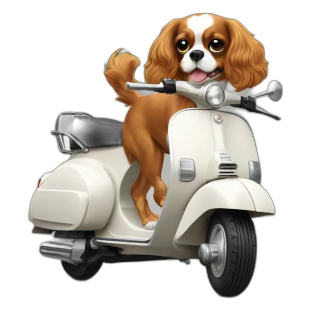 Small cavalier King Charles spaniel driving a vespa sticker