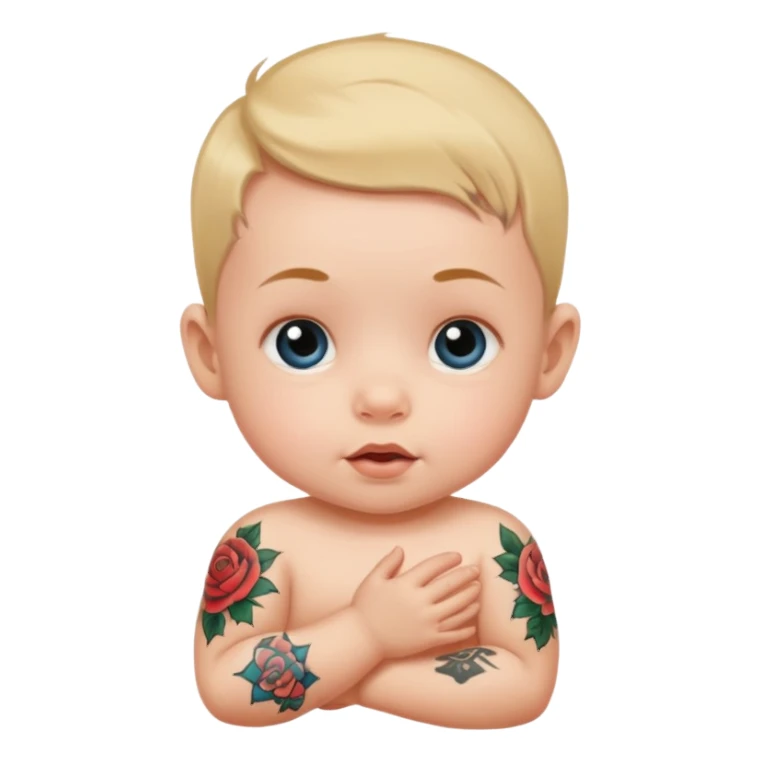 baby with tattoo sticker