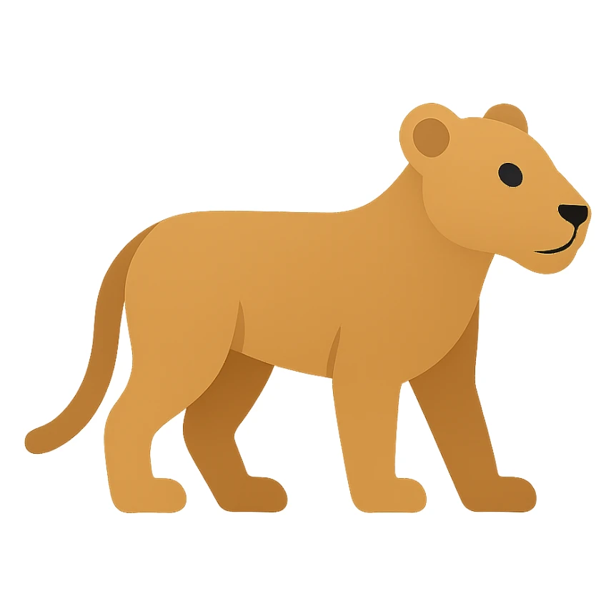 lioness, minimal color icon, simple lines sticker