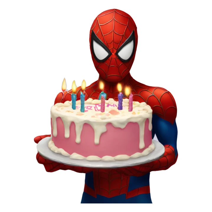 Spiderman Holding Birthday cake sticker