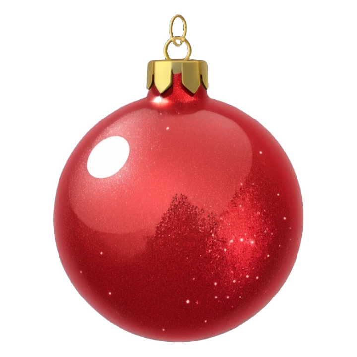 Red glitter ball ornament, matte sticker