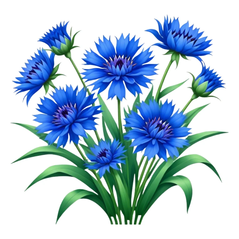 luxuriant, big bouquet Cornflower, stem, leaf sticker