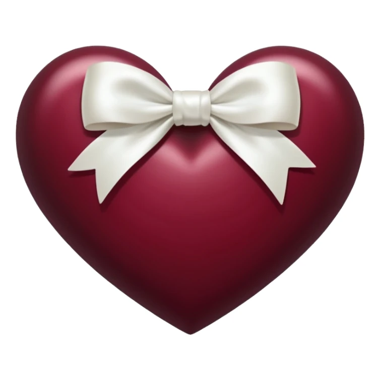 dark maroon heart with white bow sticker
