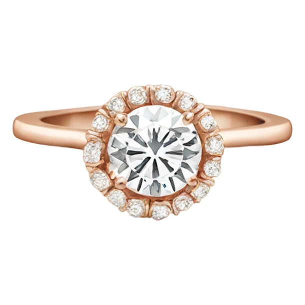 Rose gold engagement ring with round diamond sticker