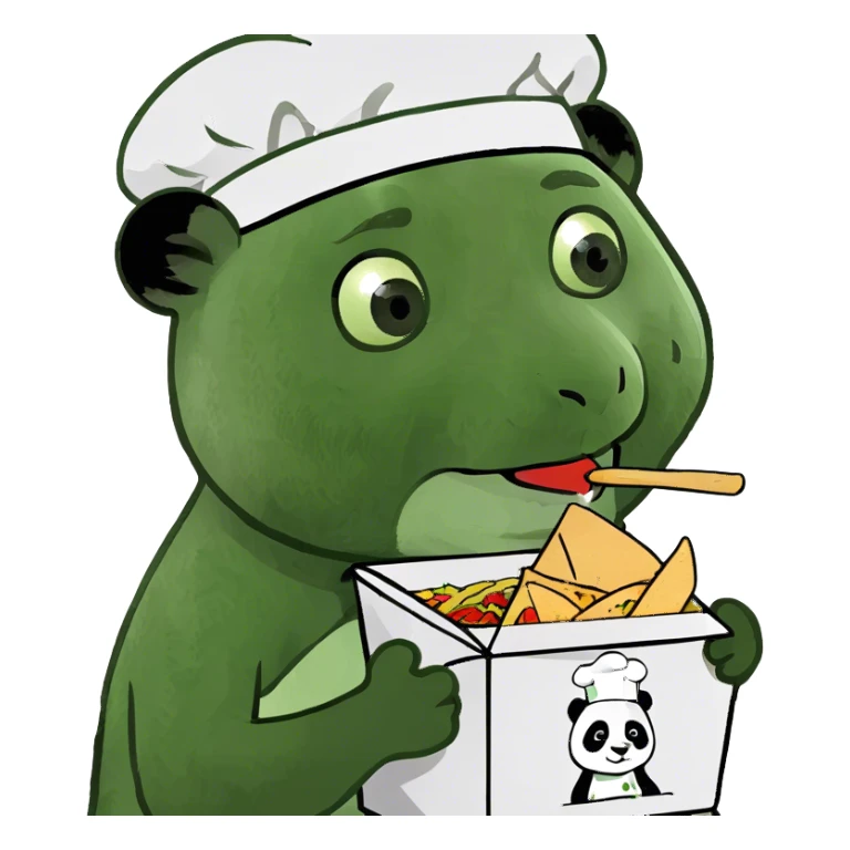 Baby panda eating Panda Express sticker