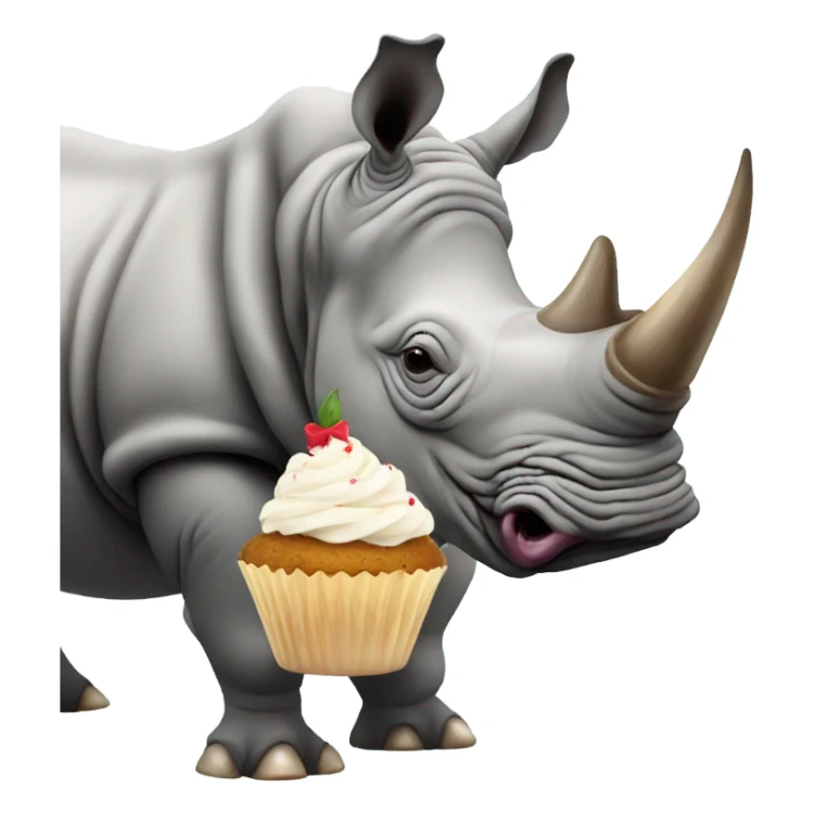 Rhino eating a cupcake sticker