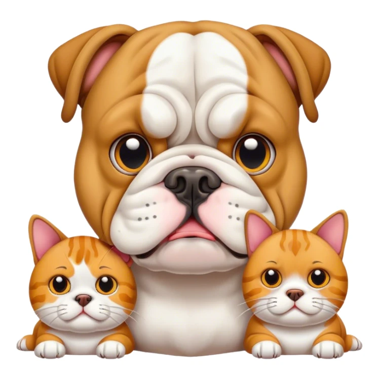 Bulldog with two cats  sticker