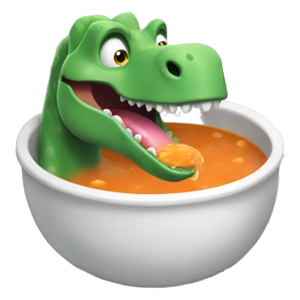 Dinosaur in a pool eating soup sticker