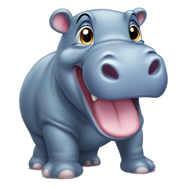 baby hippo looking back and screaming sticker