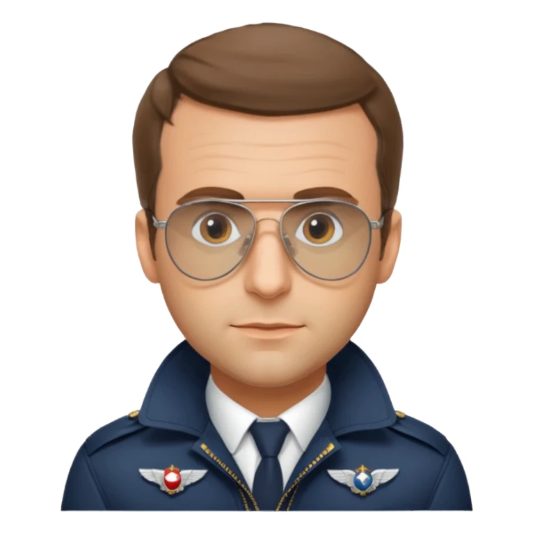 Emanuel macron avec des lunettes de pilot d’avion sticker