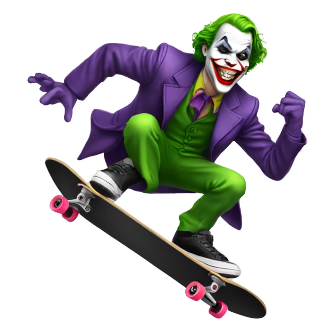 The joker doing a kickflip on skateboard  sticker