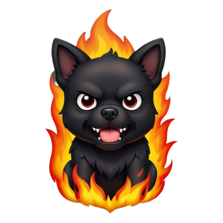 black angry Dog on fire sticker