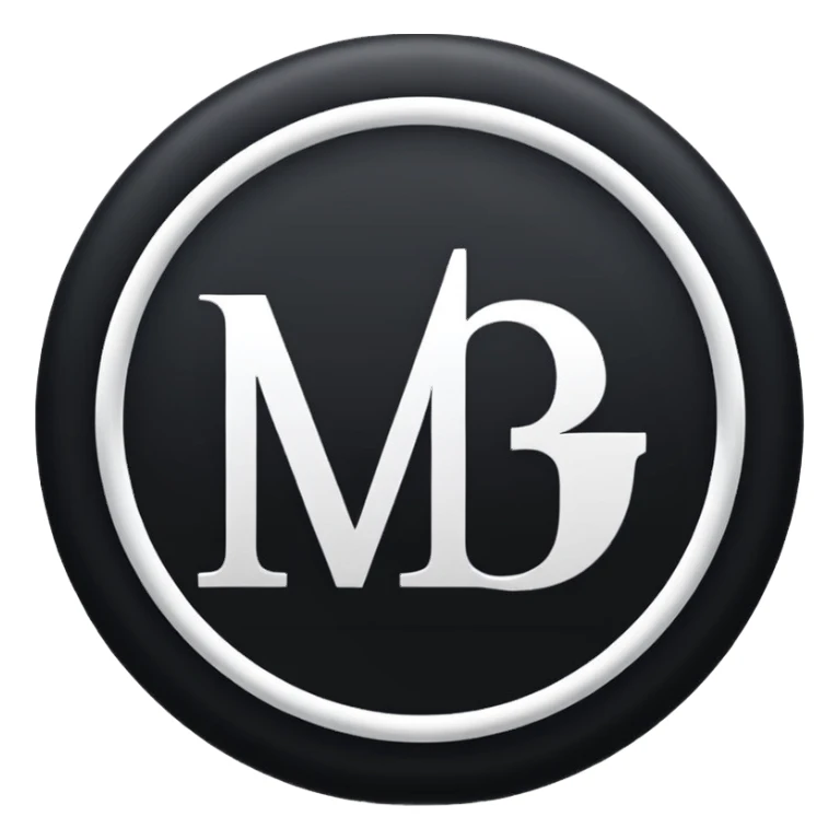 Black Circle with MB written on it sticker