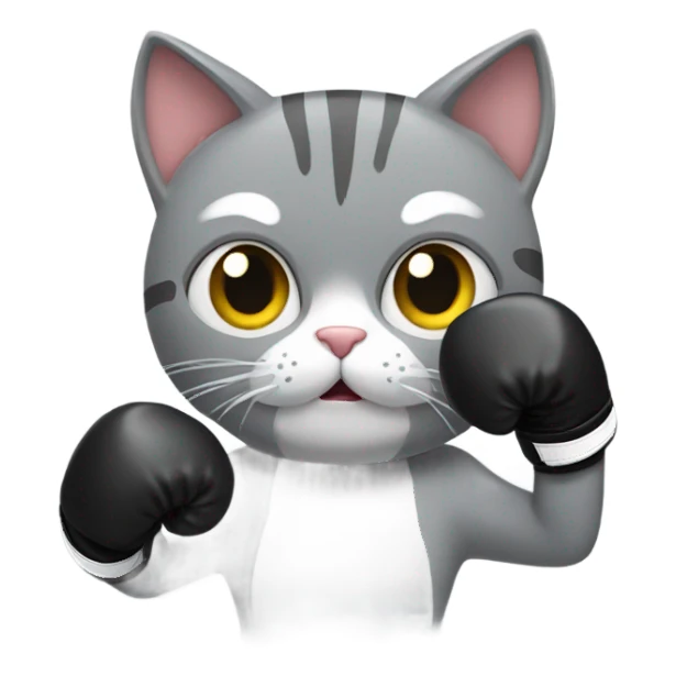 Grey cat with boxing gloves  sticker