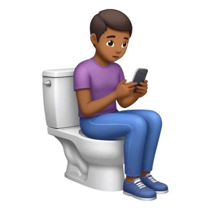 Sitting on a toilet texting sticker