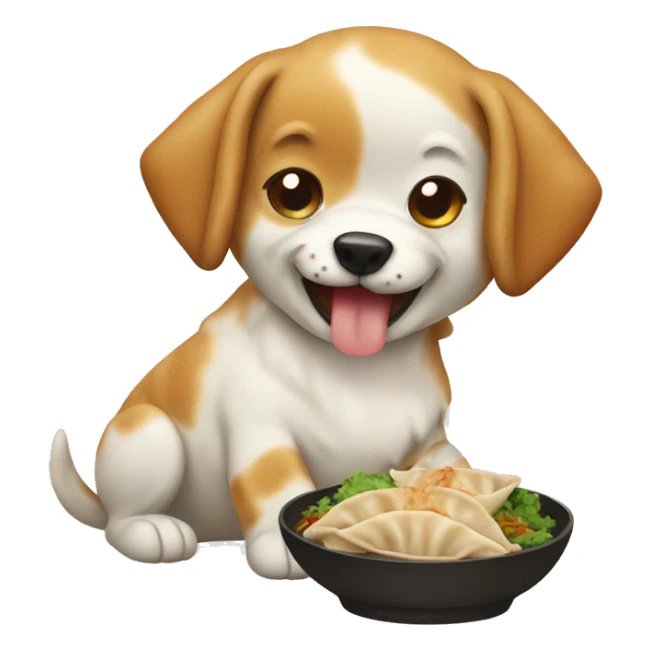 dog eating gyoza sticker