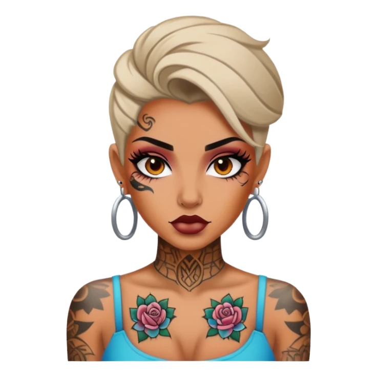 pretty tattooed baddie with makeup sticker