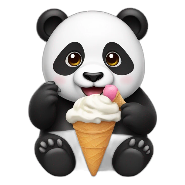 Panda eating ice cream sticker