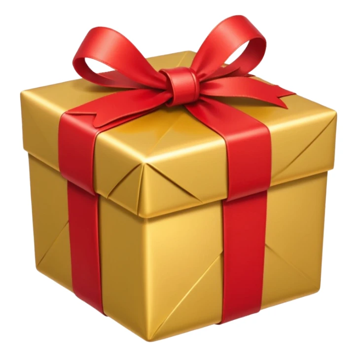 present with gold wrapping and red ribbon sticker