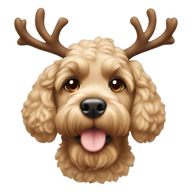 cockapoo with reindeer antlers sticker
